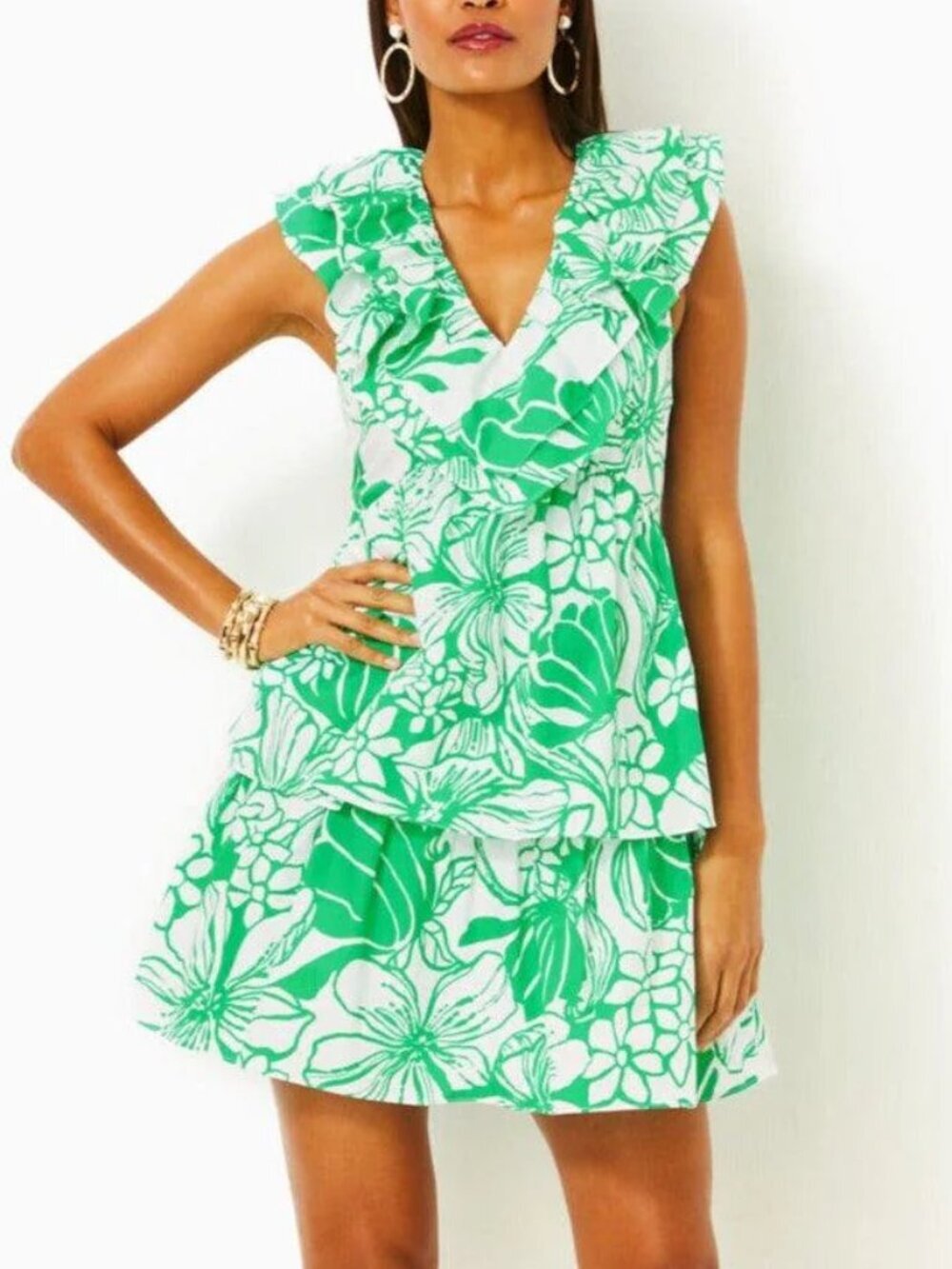 NWT Lilly Pulitzer Ritamarie V-neck Cotton Ruffle Dress Spearmint Kiss my Tuli 6